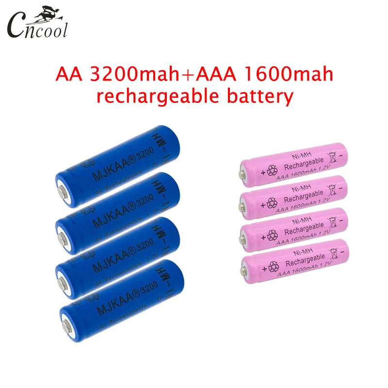 20 pcs AA 3200 mAh Ni MH Перезаряжаемые батареи + шт ААА 1600 батареи|Перезаряжаемые батареи| |