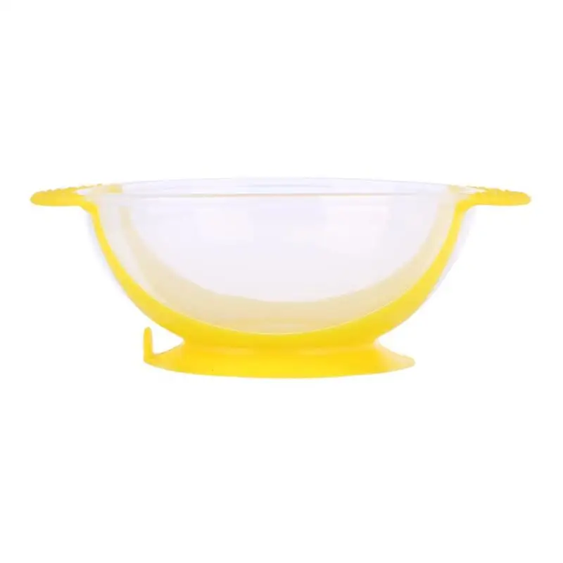 Детская Чаша вилка ложка пищевая PP+ силиконовая Младенческая Чувствительная температура присоска чаша посуда детская твердая Кормление поставщиков - Цвет: Yellow Bowl