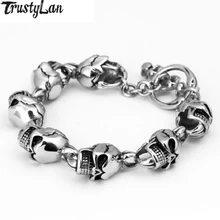 В стиле «панк-рок» Нержавеющая сталь браслет с черепом, мужской для дропшиппинг