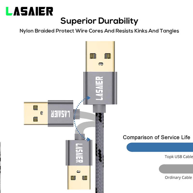 LASAiER USB Type C Cable Fast Charging USB C Cable for Samsung Galaxy S9 S8 Oneplus 6 Nylon Braided Data Sync Type-C Phone Cable 4