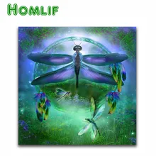 Полный квадратный/круглый дрель 5D DIY lichtbak для алмазной живописи "Стрекоза" вышивка на заказ Вышивка крестом мозаика домашний декор подарки