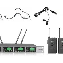 Uhf Беспроводная микрофонная система 4 ch Lavalier/гарнитура беспроводной микрофон Система новая