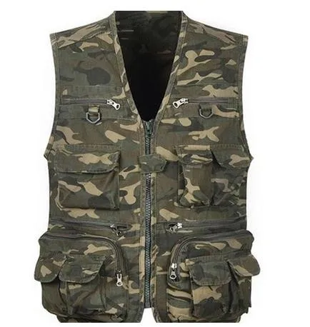

Military Male Summer Camouflage Vest Coats Leisure Large Size Mens Vestcoats Coletes Masculino V Neck Tooling Waistcoats k355