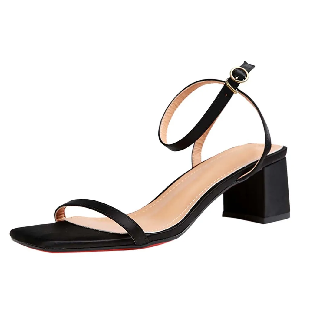 

SAGACE Women's Sandals Roman Vintage Open Toe Solid Square Toe Beach Thick with a buckle with sandals in the ladies shoes 2019