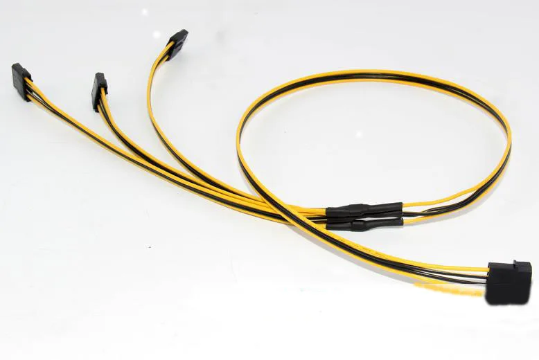 4-контактный очередь до 3 шт. 4pin разъем линии 3 * molex 70 см + 30 см + 25 см + 30 см 16AWG Высокие технические характеристики Чисто Медный Луженый провод