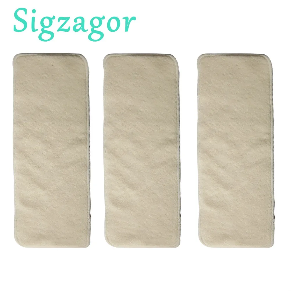 

[Sigzagor]3 Hemp Cotton Orgnic Inserts Washable Reusable Baby Cloth Diaper Nappy 36cmx14cm 3 Layer