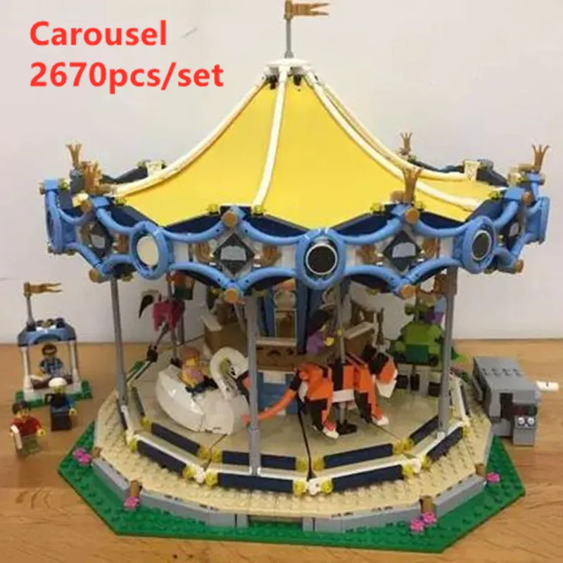 

Street Series The New With engine Carousel Building Block fit 10257 city creator figures Bricks Kid Toys birthday gift