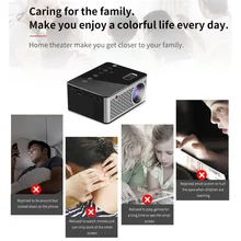 Mini Micro LED Cinema Portable Video HD USB HDMI Projector for Home Theater Short Focus Design T200 Transmission Screen