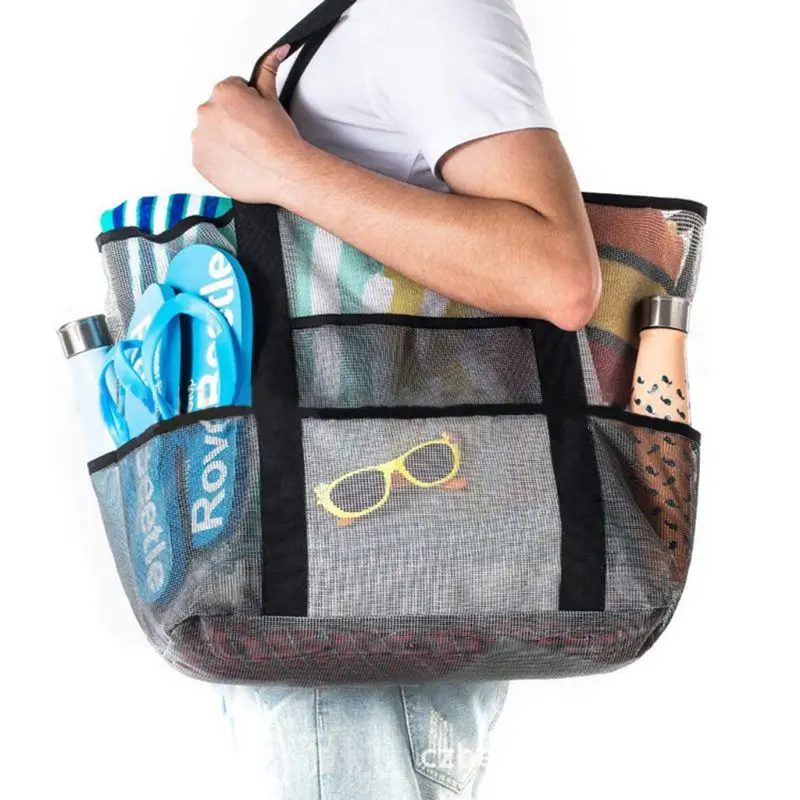 Большая вместительная прозрачная хозяйственная сумка Легкая сетчатая хозяйственная сумка для хранения для семьи пляжный рынок продуктовые и пикники