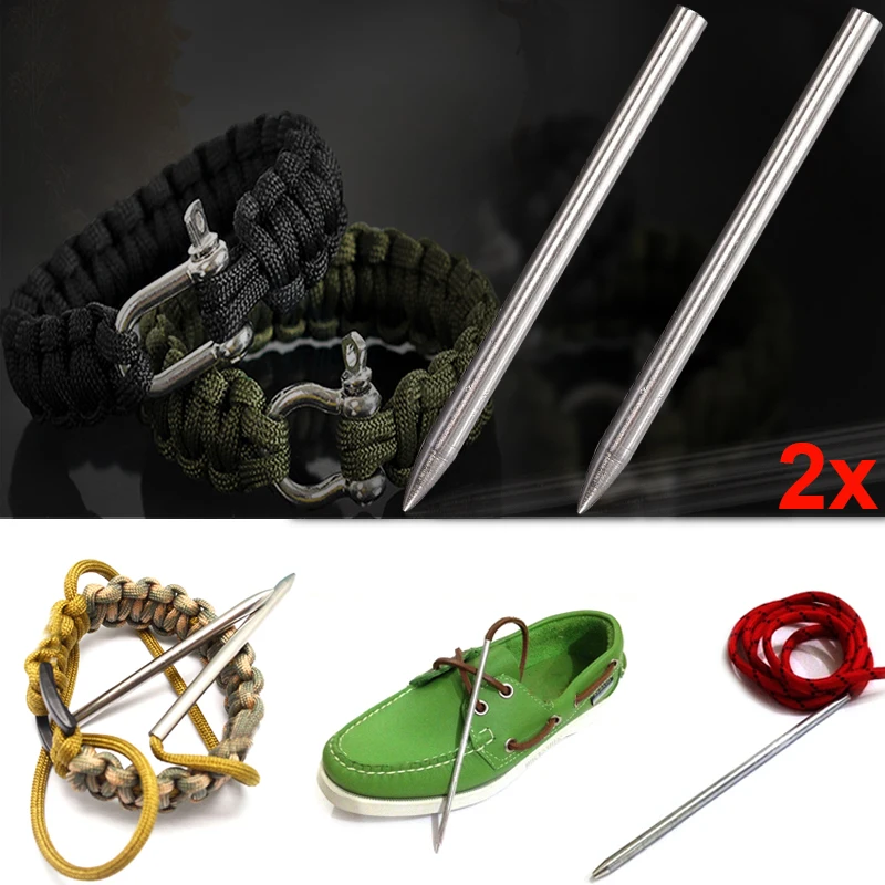 

2pcs 3inch Stainless Steel Lacing Tool Accessories Paracord Thread Shaft Tip Stiching Weave Needle MU