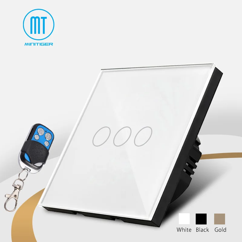 Free shipping EU standard wireless remote control touch light switch 3