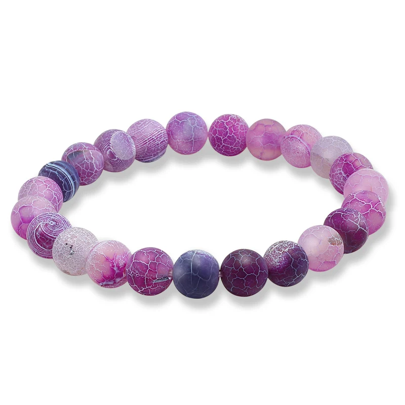 

Charm Bracelets Purple Round Weathered Natural Stone Bracelet Unisex Yoga Jewelry Buddha Bead Healing Bangle 8mm Pulseras Hombre