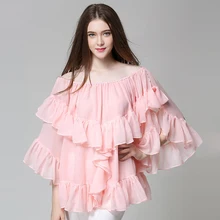 2017 Summer Fashion Women Off Shoulder Ruffles Shirt New Lace collar Blouse Casual Tops Free shipping plus size 3621