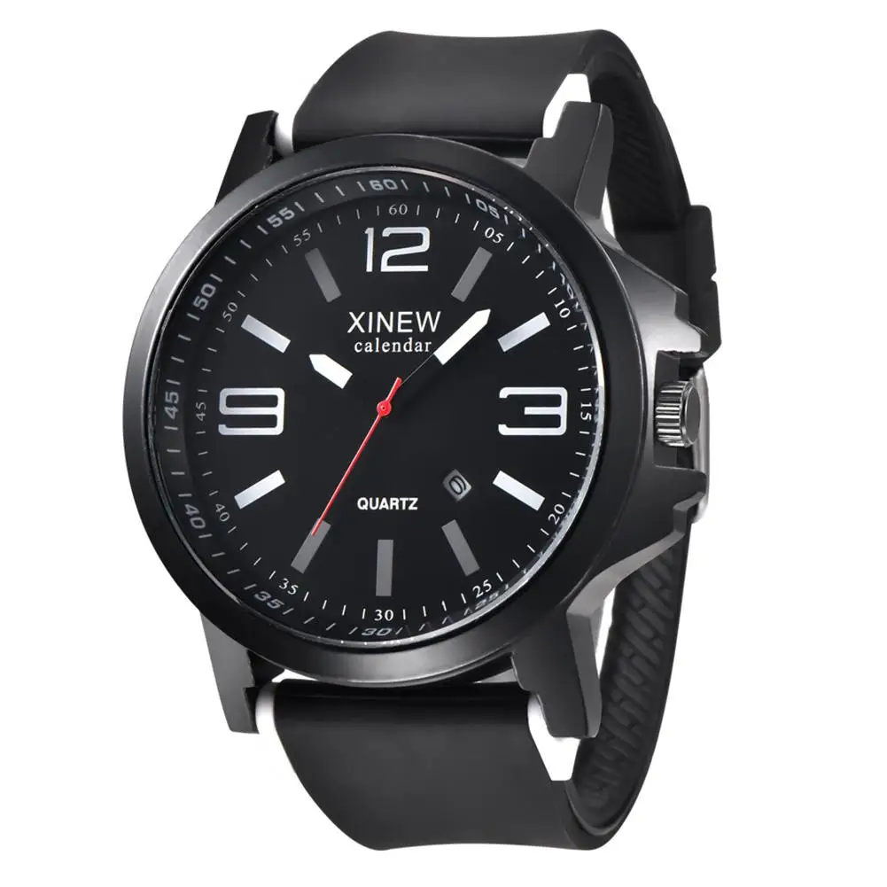 

Big Dial Men Fashion Calendar Soft Silicone Band Analog Quartz Wrist Watch Gift