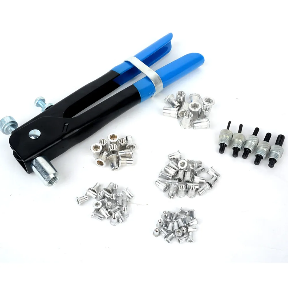 

86pcs Rivet Nut Tool Kits M3-M8 Threaded Rivet Nut Insert + Nut Rivet Mandrels + Instruction Manual with Plastic Box