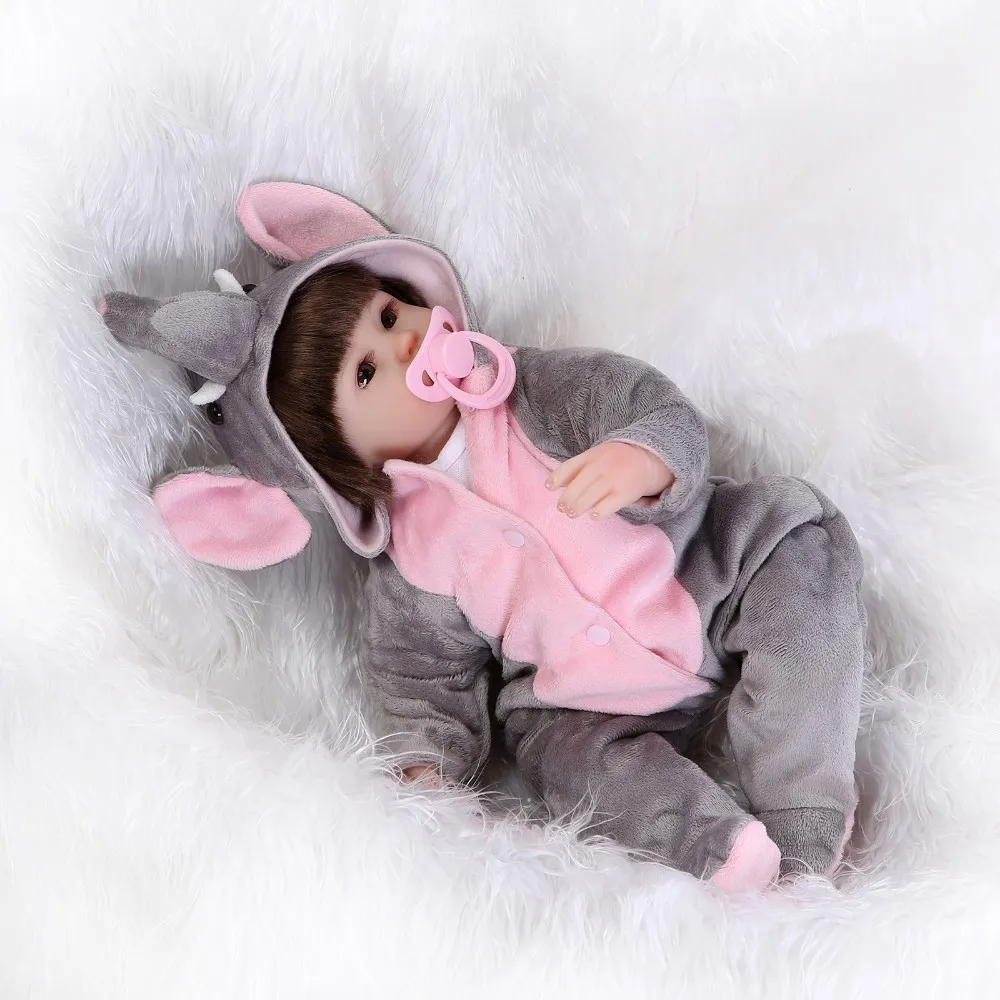 NPK Bebes Reborn Dolls de Silicone Girl Body 43 см слон adora кукла игрушки для девочек boneca Baby Bebe кукла лучшие подарки игрушки