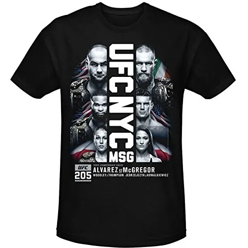 

Men's fashion T-shirt cheap men tee shirt UFC 205 Event 3 Title T-Shirt Black funny cotton T-shirt