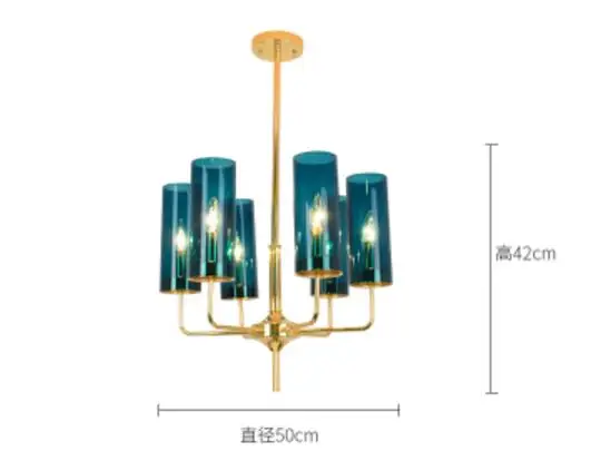 Современный роскошный стеклянный люстра светильник ing 6-15 головок синий/коньяк скандинавский подвесной светильник для гостиной столовой спальни внутренний светильник - Цвет корпуса: 6H