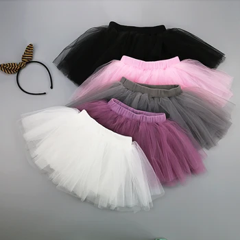 

Cute! 2019 Girls summer Skirt Lace Ball Gown Skirt 1~5Y baby girls Tutu Skirt Toddler Solid Lace Skirt Pink White Grey Black
