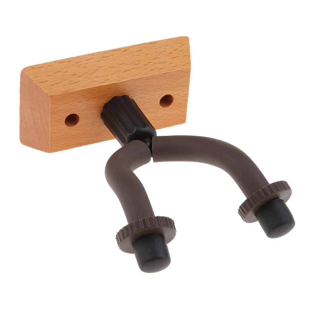 Acoustic Guitars Wall Mount Hanger Hook Stand Neck Display Supports for Stringed Instruments - Wood Bottom With Fixed Screws
