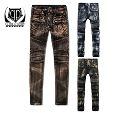 Kalippe yacochy новые мужские с принтом для ночного клуба "Золотые" джинсы со знаменитыми Брендовая Дизайнерская обувь мужские джинсы из денима, плюс-размер 29-40 повседневные джинсы