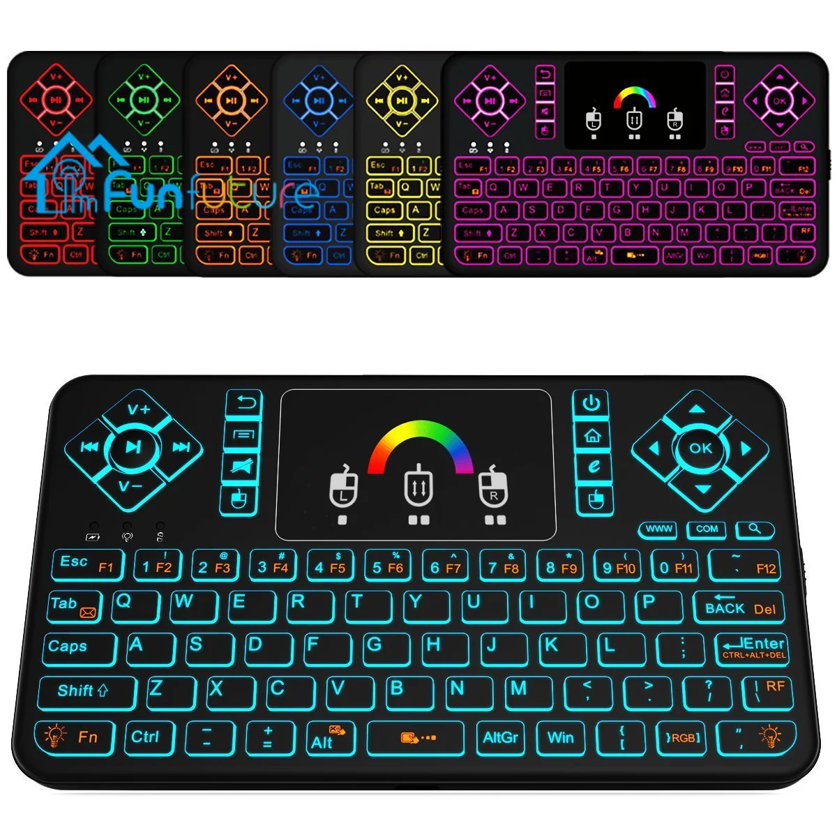 Q9 Mini KB 2.4GHz Wireless 433MHZ Keyboard Touchpad For Android TV Box Computer Projectors More Seven Colurful Backlight | Электроника