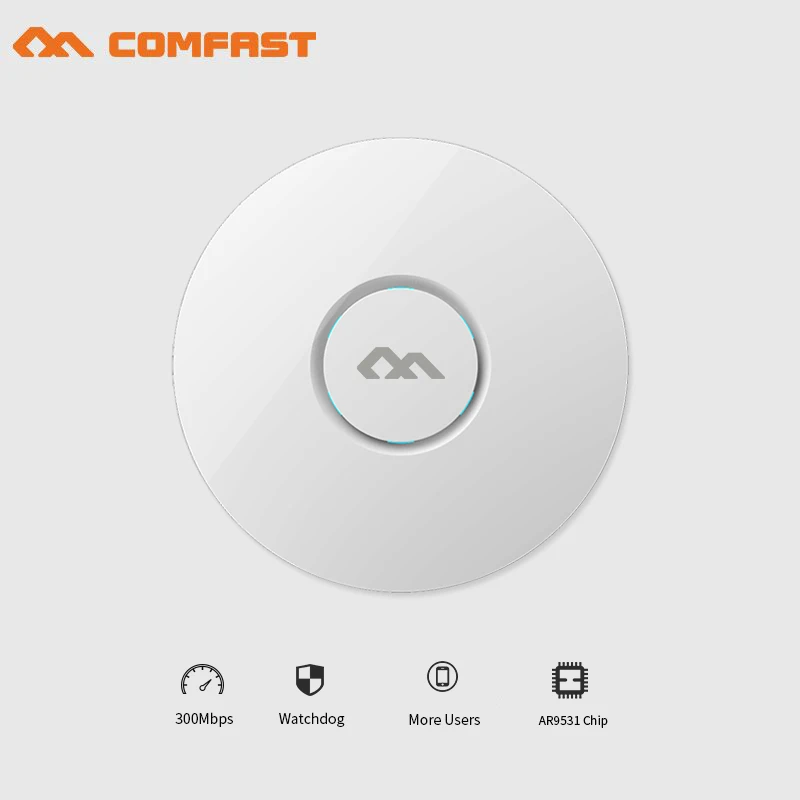 

COMFAST wireless indoor Ap 300Mbps Ceiling AP 802.11b/g/n wifi router QCA9531 chip built-in 2*3dBi antenna 300 sq wi-fi coverage