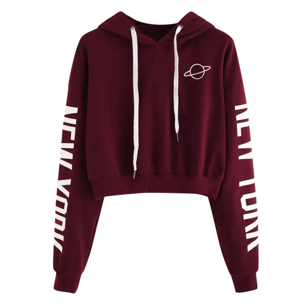 УКОРОЧЕННЫЙ ТОП Hoddies Женская Осенняя Толстовка с длинным рукавом свитер