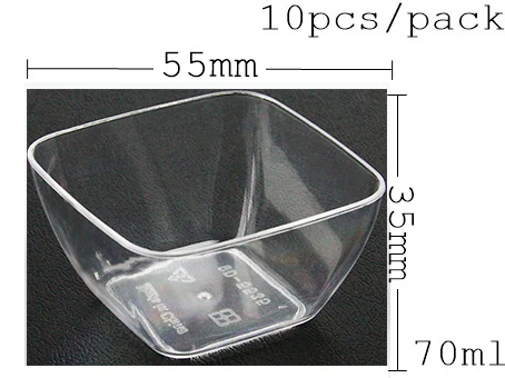 Акция-вечерние принадлежности для свадьбы, 55*35 мм/70 мл одноразовая пластиковая посуда прозрачная мини десертная квадратная миска, 10/упаковка - Цвет: Clear