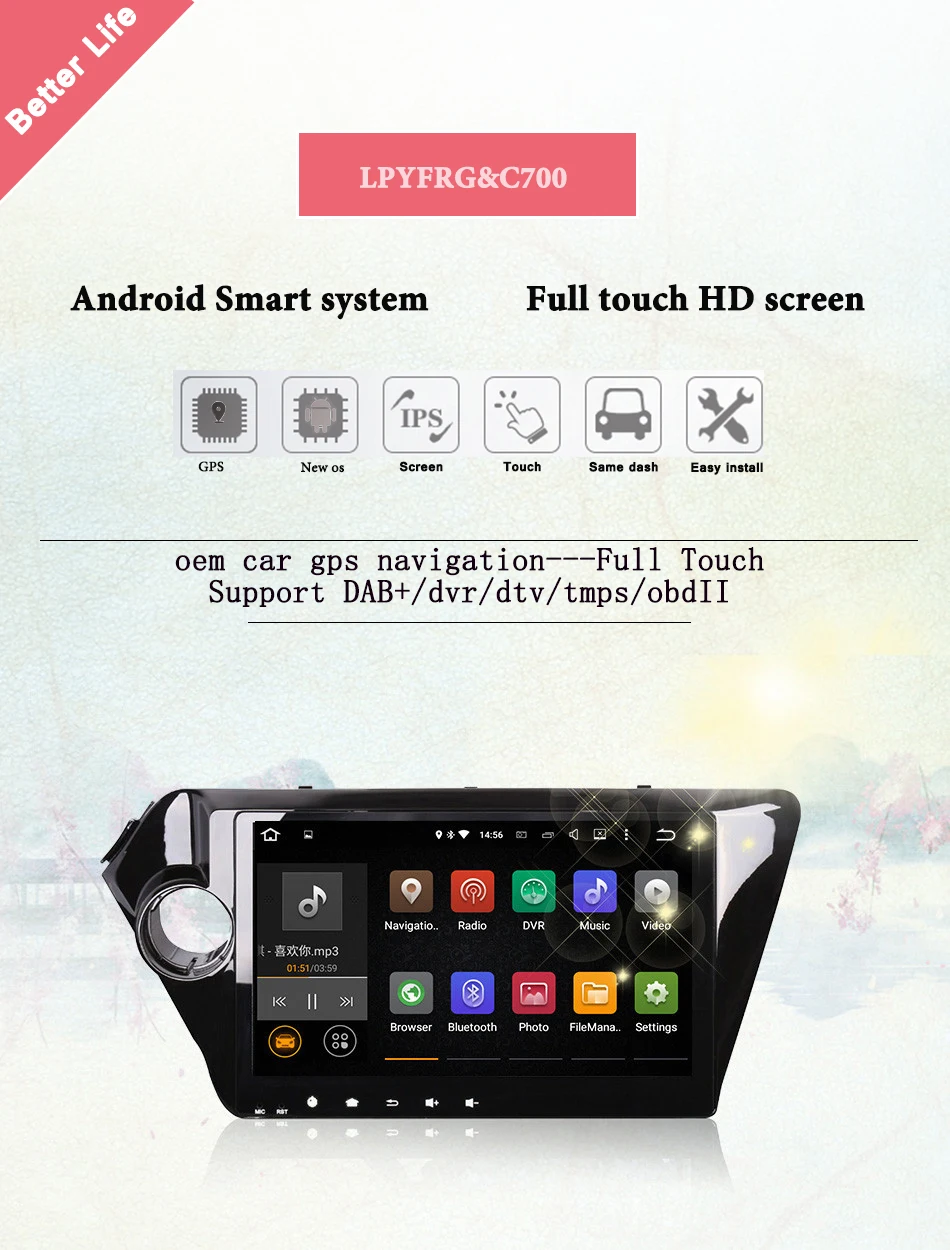 Discount Android 9.0 9 Inch Car DVD Player For KIA K2 RIO 2010 2011 2012 2013-2015 With Radio GPS Navigation RDS Buetooth handsfree 1080P 2