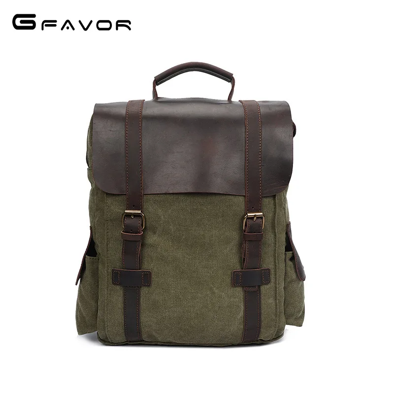 

2018 New Teenager School Backpacks Canvas Laptop Simple Leather Simple Multifunction Popular Rucksack Men Backpack Tourist
