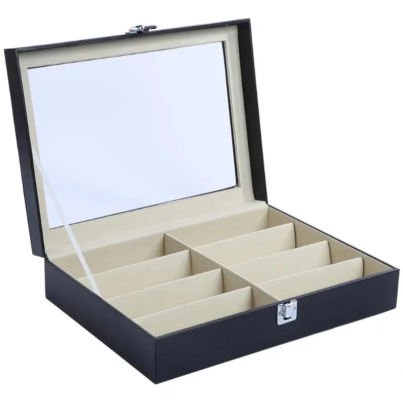 

8 Grid PU Leather Watch Box Case Luxury Jewelry Ring Display Watch Clock Boxes Holder Organizer