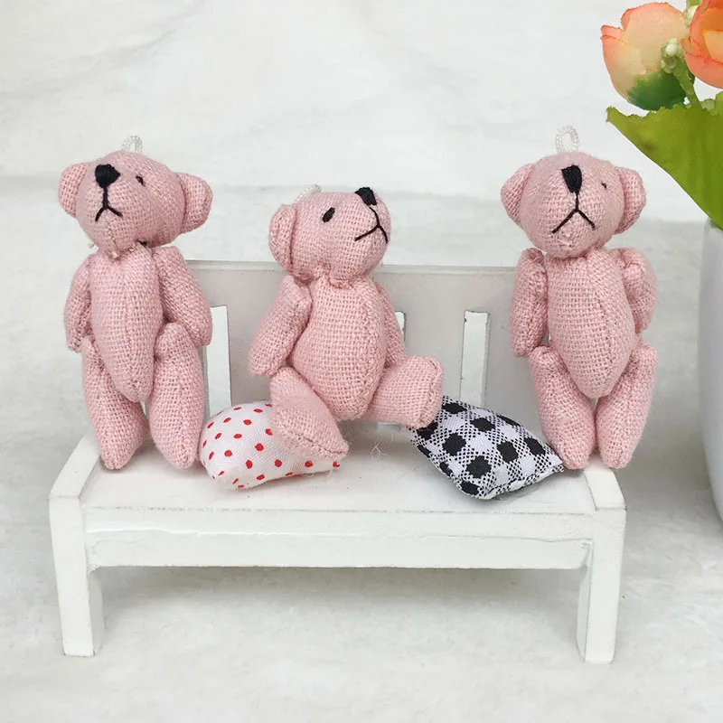 100 шт./лот совместных Тед медведь плюшевые игрушки чучело Розовая кукла мишки Плюшевые 6 см кулон игрушки детей свадебный подарки HMR022