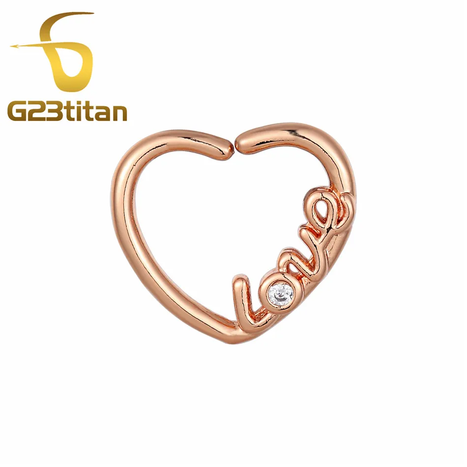 Ear Daith Piercing G23titan Серебро Любовь Сердце Стиль уха Daith пирсинг Кольца Кристалл Спиральные серьги имитация пирсинга перегородка кольцо в нос ювелирные изделия для тела - Окраска металла: Ear Daith Piercing