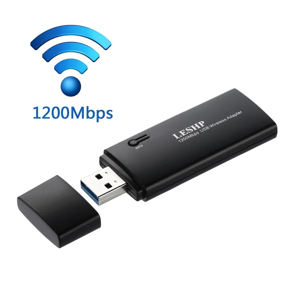 LESHP 1200 Мбит/с 11AC двухдиапазонный USB 3,0 беспроводной Wi-Fi сетевой адаптер широкий диапазон совместимость Быстрая установка черный