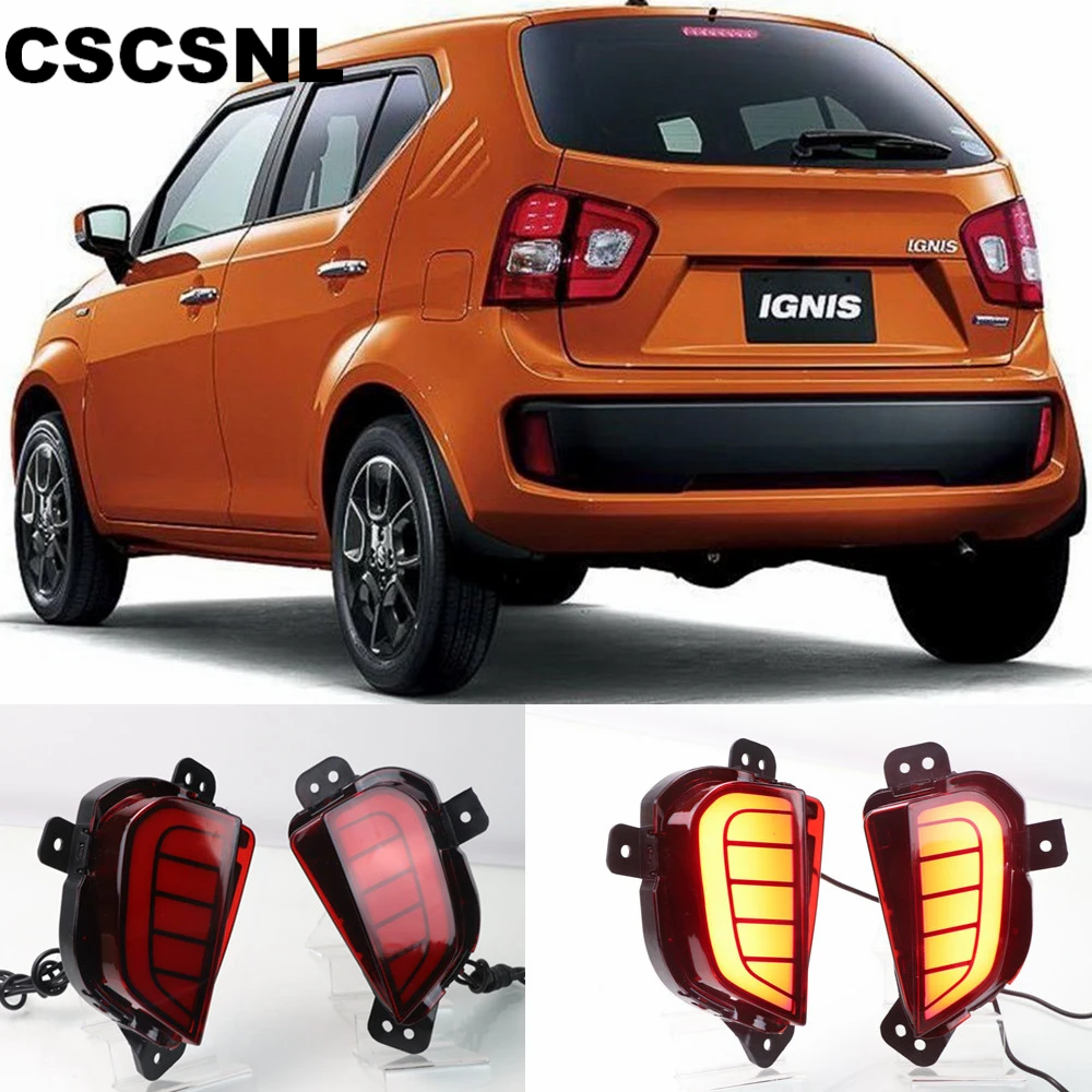 

CSCSNL 2Pcs LED For Suzuki Ignis 2016 2017 2018 2019 Led Brake Lights Rear Bumper Reflector Driving Lamp Braking 12V Waterproof