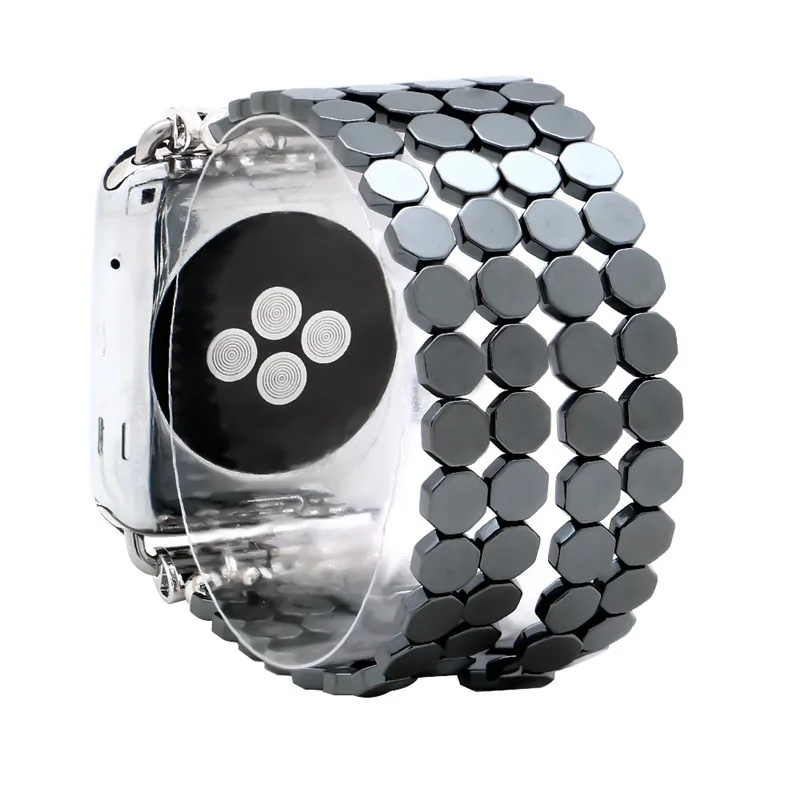 Модные часы с гематитовым камнем Apple для iwatch, браслет с сердечками и звездами для женщин и мужчин, 38 мм, 42 мм, эластичный ремешок для часов, браслет