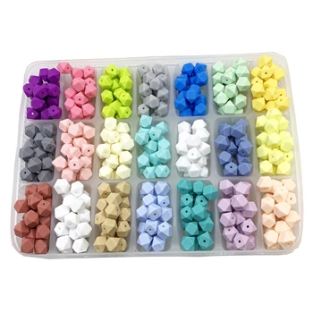 

20pcs Mini Hexagon Silicone Beads 11mm /13mm Silicone Geometric Beads BPA Free Baby Silicone Dentition For baby teether