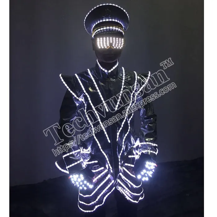

Fashion LED luminescent clothes The night store sends out the clothes to show the clothes Hat laser glove spectacles props