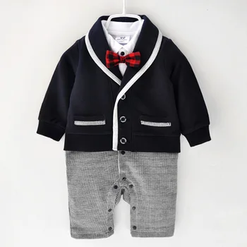 

Gentlemen newborn Baby Boy Clothes Spring baby jumpsuit cotton one pieces infant romper overalls party wear