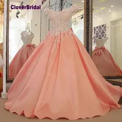 CloverBridal alta qualidade laranja СЕТИМ vestidos de 15 anos quinceanera 2018 estilo bailarina orange Пышное Платье