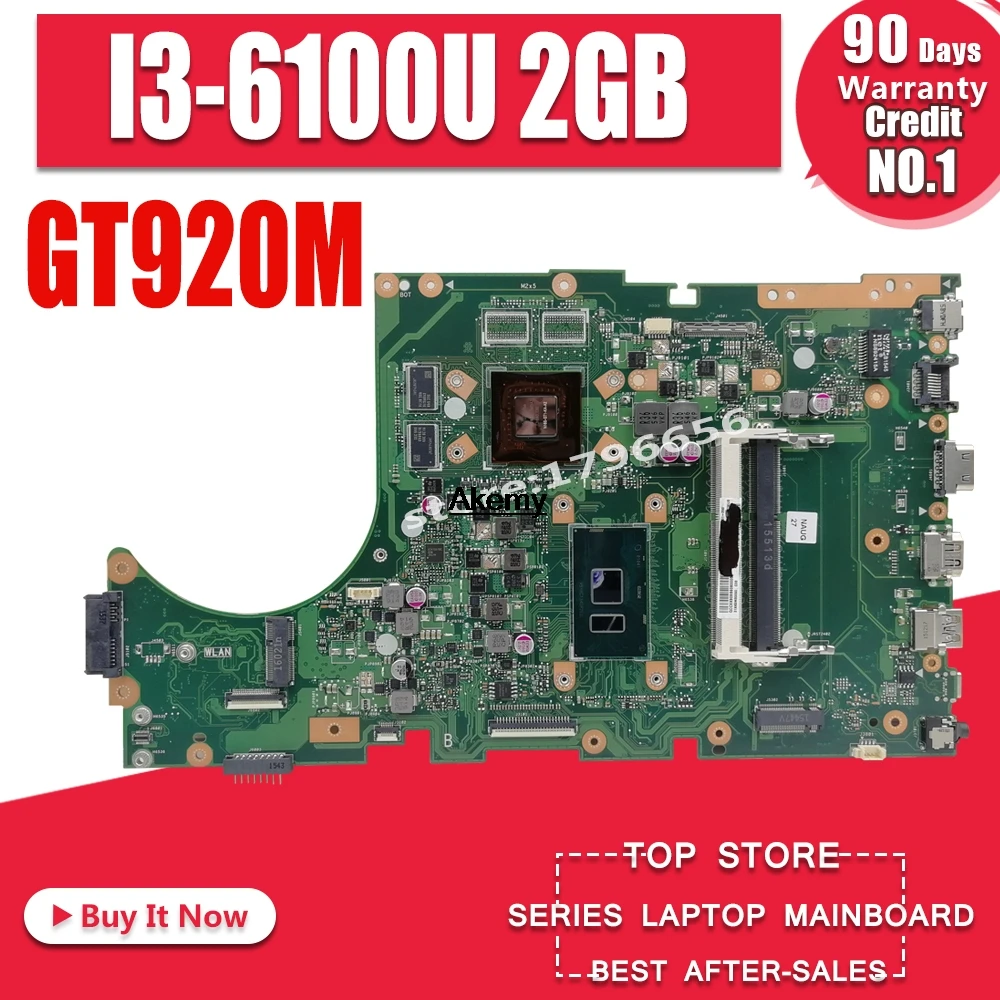 X756UJ материнская плата для ноутбука For Asus X756U X756UWK X756UX X756UB X756UV I3 6100U GT920M/2GB DDR4 Memory