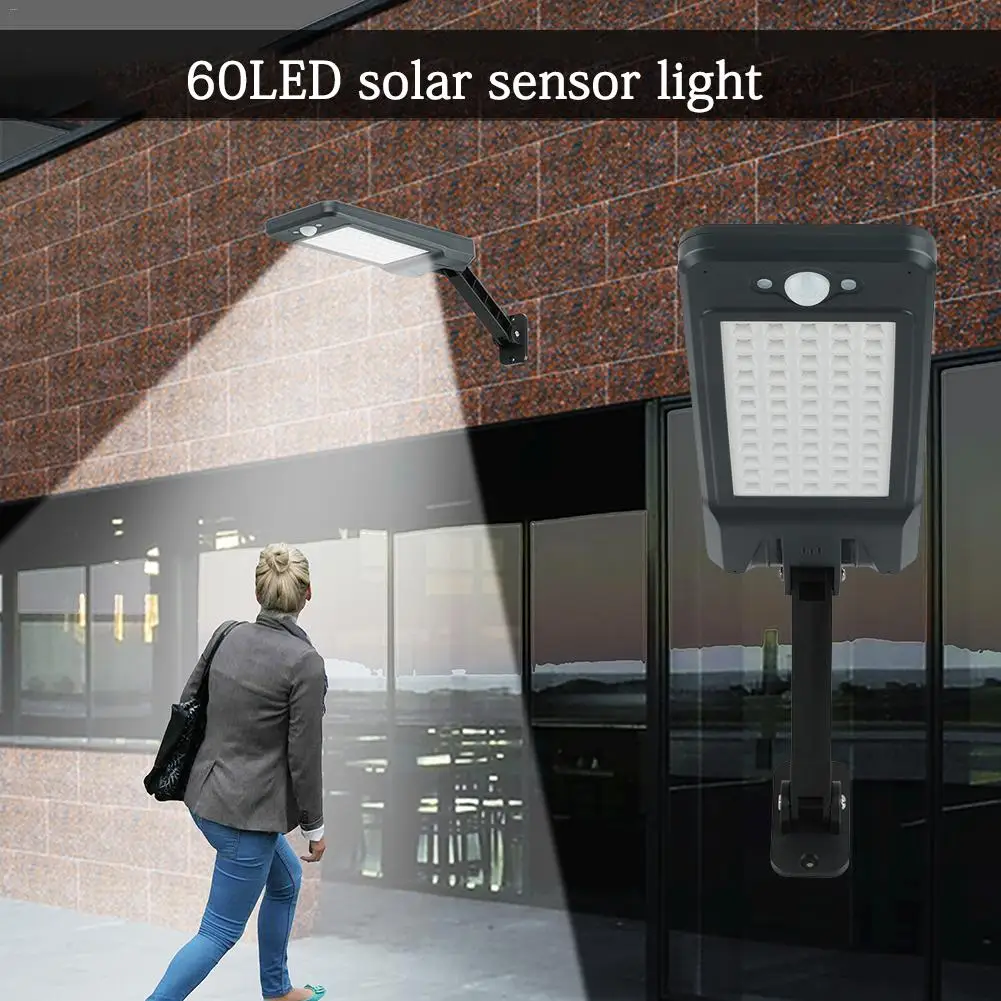 

60 LED Beads Solar Light Remote Control Dimmable Wall Street Lamp Body Motion Sensor Waterproof Outdoor Garden Lamp