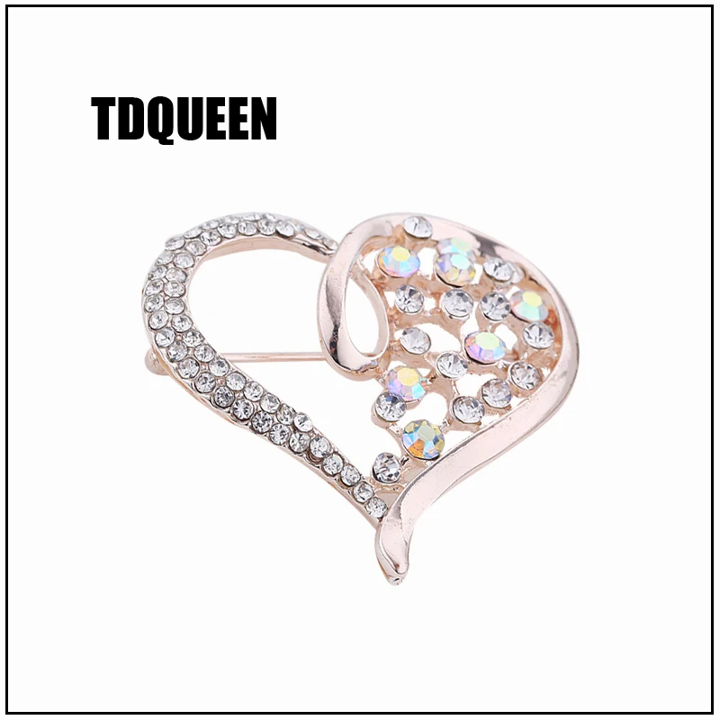 TDQUEEN большие полые Броши с сердечком для женщин кубический цирконий заколки