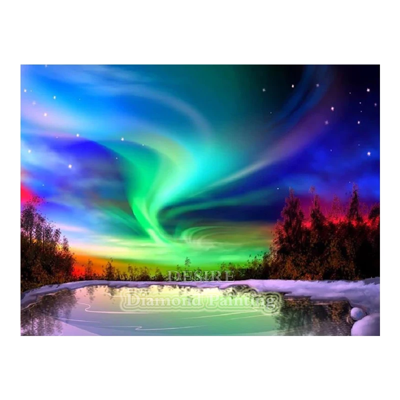 EASHRU Landscape Aurora 5D DIY Diamond Painting Cross Stitch Embroidery Needlework Full Square Drill Home Decor PT3585 | Дом и сад