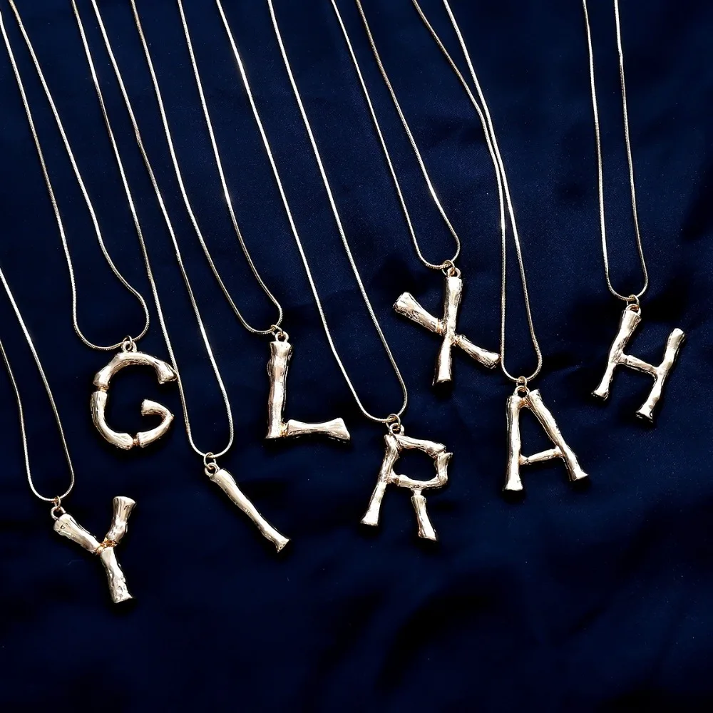 

Fashion Personalized Letter Alphabet Pendant Long Necklace Gold Color Chain Initial Bib Necklaces Charms For Women Jewelry