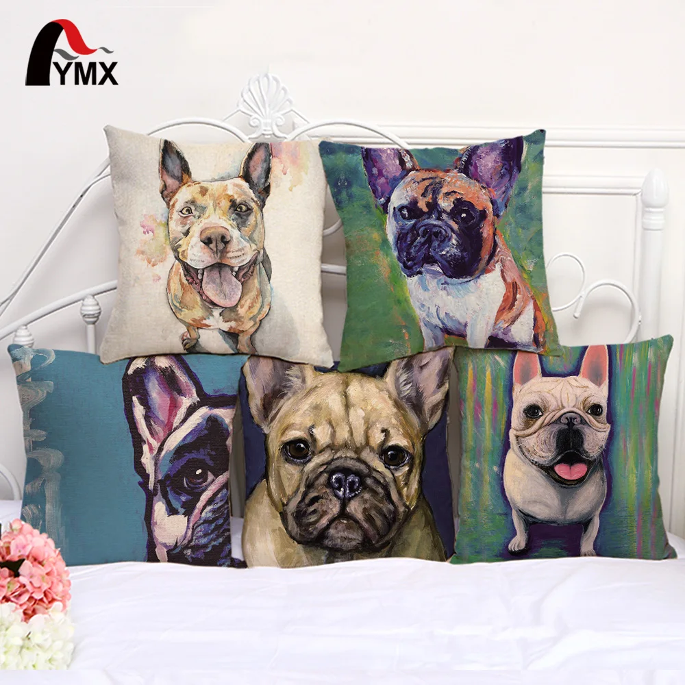 

Dog Printing Animal Head Sketch Cotton Linen Sofa Pillowcase Dog Printed Car Cushion Cover Sets of Cuff Window Pillow Case