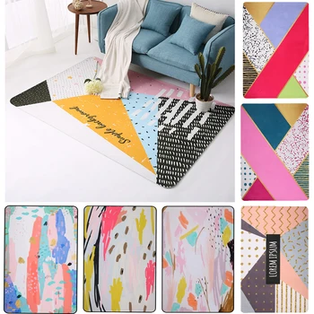 

Abstract Geometry Rug Super Soft Thicken Non-slip Large Carpet Watercolor Stripe Patterns Children Area Rugs for Kid Play Room