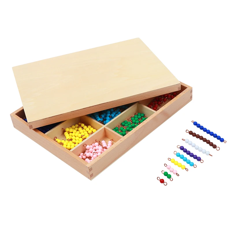  Montessori Kids Toy Baby Wood Nine GridsChecker Board Beads Box Learning Educational Preschool Trai