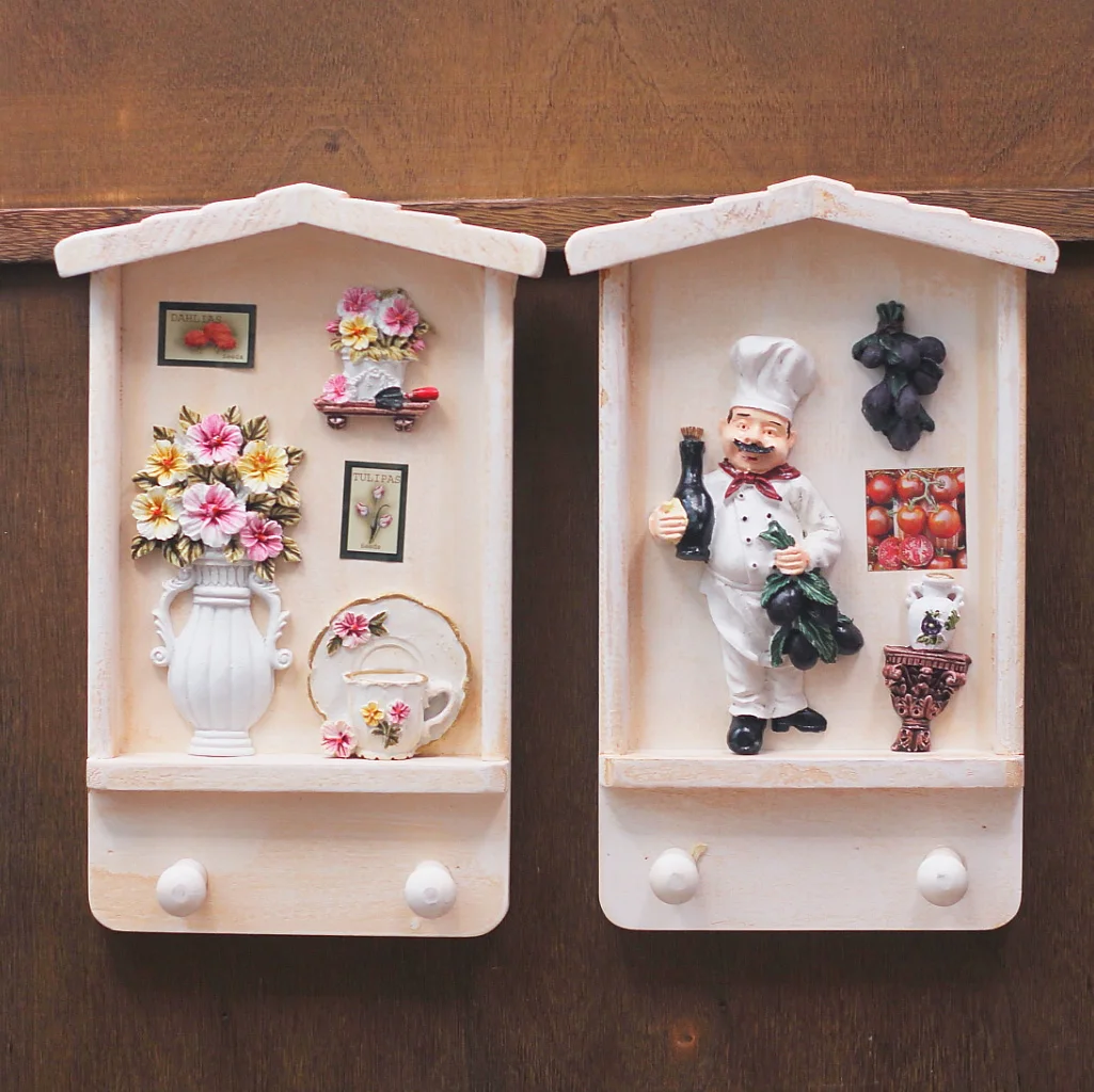 The European and American country vintage wood key box key box hanging